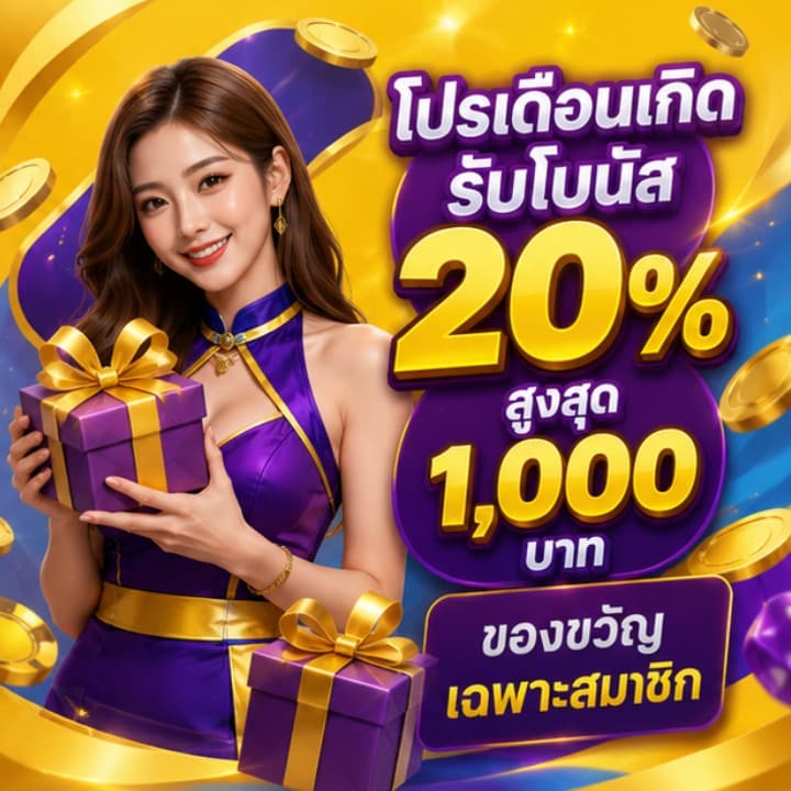 โปรเดือนเกิดรับโบนัส 20% สูงสุด 1,000 บาท